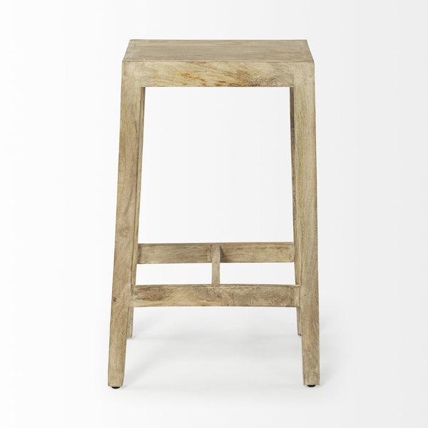 Mercana Colony Modern Farmhouse Stool - Solid Mango Wood Design for Kitchen Islands & Casual Dining Spaces Brown Wood 50352