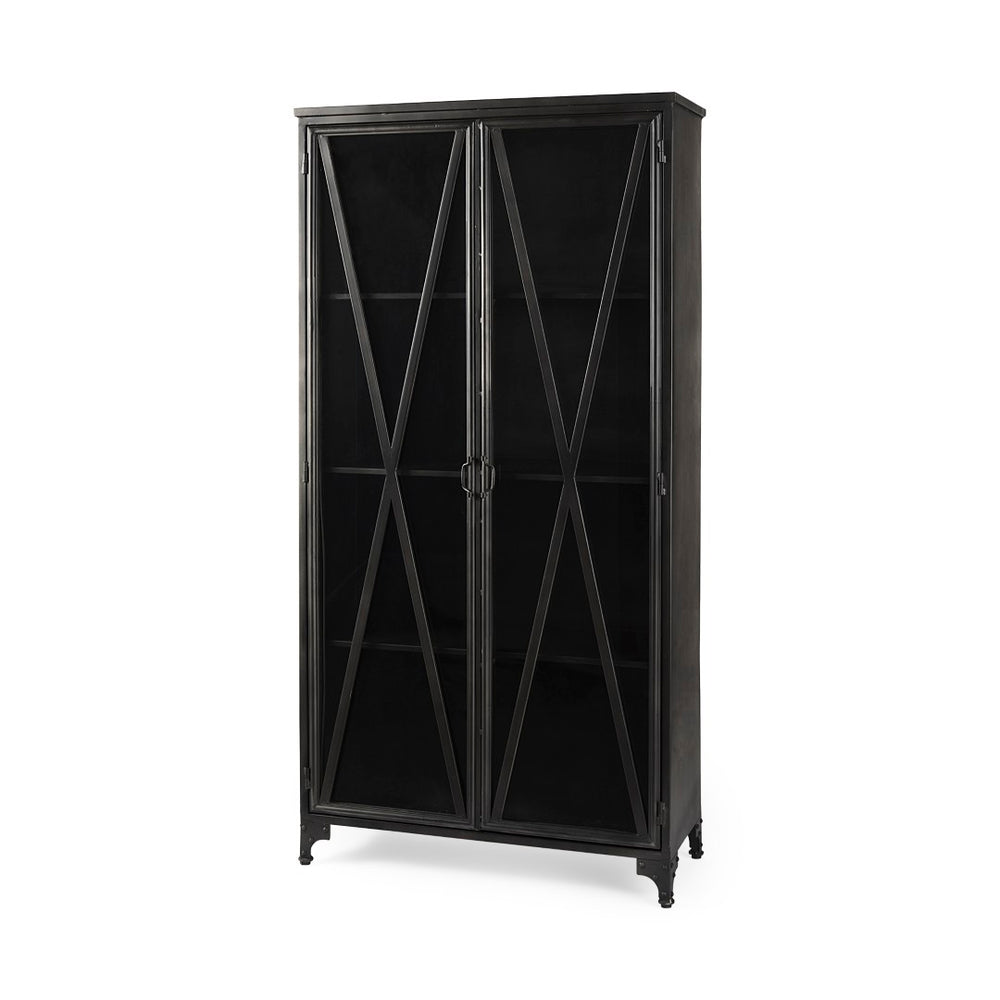 Mercana Poppy II Display Cabinet - Elegant Glass Door Showcase for Modern and Industrial Home Décor Styles 50361