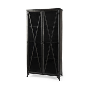 Mercana Poppy II Display Cabinet - Elegant Glass Door Showcase for Modern and Industrial Home Décor Styles 50361