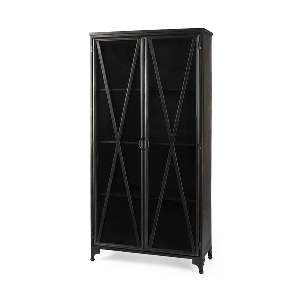 Mercana Poppy II Display Cabinet - Elegant Glass Door Showcase for Modern and Industrial Home Décor Styles 50361