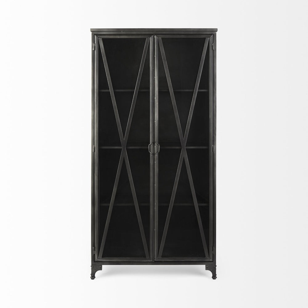Mercana Poppy II Display Cabinet - Elegant Glass Door Showcase for Modern and Industrial Home Décor Styles 50361