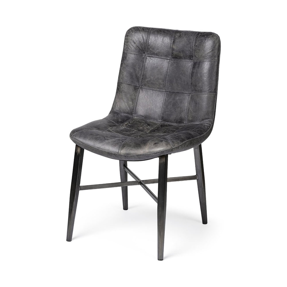 Mercana Horsdal Mid-Century Modern Dining Chair with Sleek Leather Seat and Sturdy Metal Frame for Style 50409