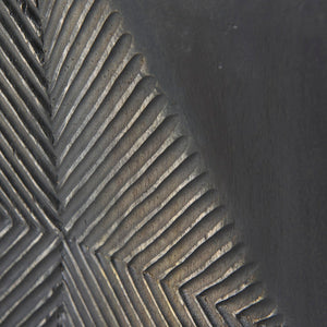 Mercana Hogarth 72-Inch Two-Tone Solid Wood Sideboard with Geometric Doors – Stylish Storage for Any Space Dark Brown & Black Wood | Silver Metal 50431