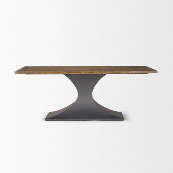 Mercana Maxton Dining Table – Industrial-Modern Solid Wood Top with Sturdy Dark Gunmetal Iron Base Delight 50449-AB