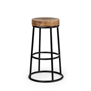 Mercana Flynn Industrial Counter-Height Stool with Durable Hardwood Seat and Sturdy Metal Frame Design 50467