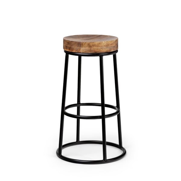 Mercana Flynn Industrial Counter-Height Stool with Durable Hardwood Seat and Sturdy Metal Frame Design 50467