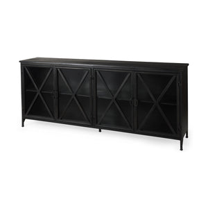 Mercana Poppy I 79x16 Black Metal With  Glass Door Sideboard 50524