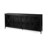 Poppy I 79x16 Black Metal With  Glass Door Sideboard