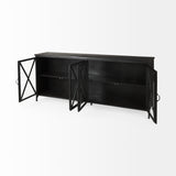 Mercana Poppy I 79x16 Black Metal With  Glass Door Sideboard 50524