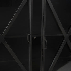 Mercana Poppy I 79-Inch Industrial-Modern Sideboard with Glass Doors for Stylish Storage and Display 50524