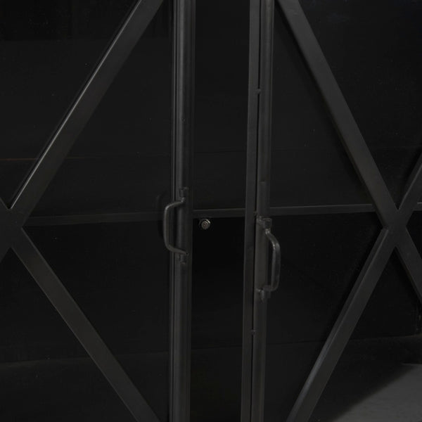 Mercana Poppy I 79-Inch Industrial-Modern Sideboard with Glass Doors for Stylish Storage and Display 50524