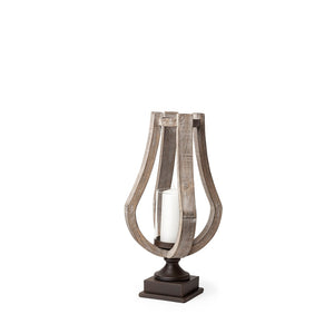 Mercana Brillion Elegant Rustic Wood and Metal Candle Holder for Timeless Home Décor and Ambiance Brown Wood | 17H 53142