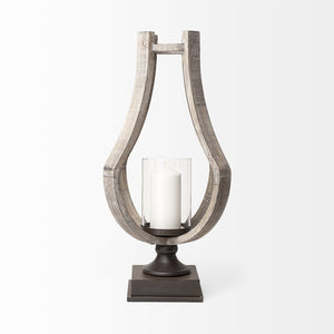 Mercana Brillion Elegant Rustic Wood and Metal Candle Holder for Timeless Home Décor and Ambiance Brown Wood | 25H 53143