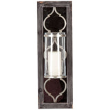 Mercana Umminal 8.0L x 5.0W x 24.5H Antiqued Silver Wood Frame W/Glass and Metal Wall Candle Holder 53203