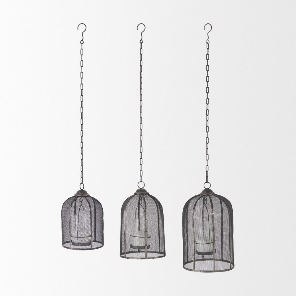 Mercana Jutland Elegant Lantern Trio with Bird-Cage Design for Ambient Lighting in Any Home Decor Style 53275