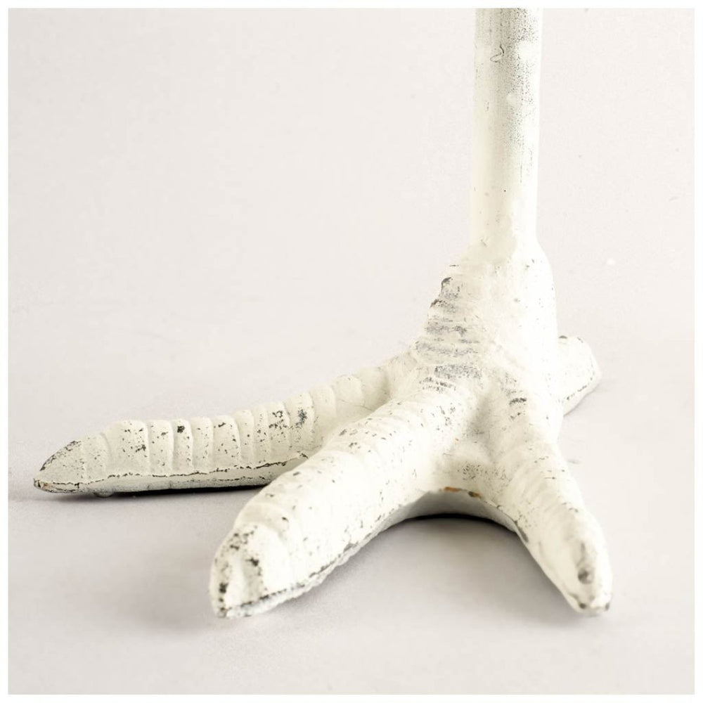 Mercana Daffy Candle Holder - Playful Chicken Foot Design in Crisp White for Eclectic Home Decor Accents White Cast Iron | 12H 53329