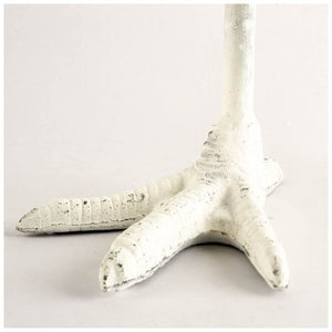 Mercana Daffy Candle Holder - Playful Chicken Foot Design in Crisp White for Eclectic Home Decor Accents White Cast Iron | 12H 53329