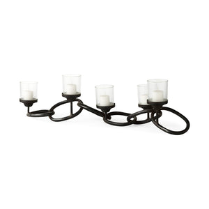 Mercana Quito Industrial-Style Five Candle Holder – Stunning Chain-Link Design for Chic Tabletop Decor 53337