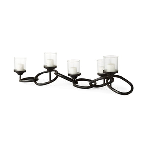 Mercana Quito Black Metal Chain-Link Five Candle Table Candle Holder  53337