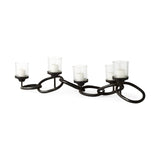 Quito Black Metal Chain-Link Five Candle Table Candle Holder