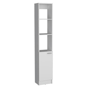 English Elm Parks Linen Bathroom Storage Cabinet Tall 70.8" White Engineered Wood 6-Shelf One-Door Organizer B070P188844