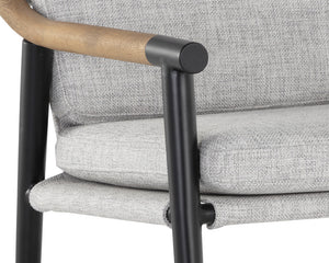 Sunpan Meadow Counter Stool - Timeless Design with Stain-Resistant Fabric and Solid Oak Wood Armrests Vault Fog