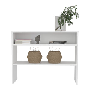 English Elm Library Library Desk with Two Open Shelves and Two Legs, Compact Engineered Wood Study Organizer White 39.76 L x 12.2 W x 3.54 H B097P250859