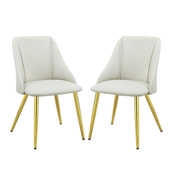English Elm Set Of 2 Modern White Synthetic Leather Dining Chairs With Gold Metal Base For Chic Interiors B016P322894-GIGA