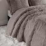 Intelligent Design Malea Glam/Luxury Shaggy Fur Duvet Cover Set ID12-1927 Grey