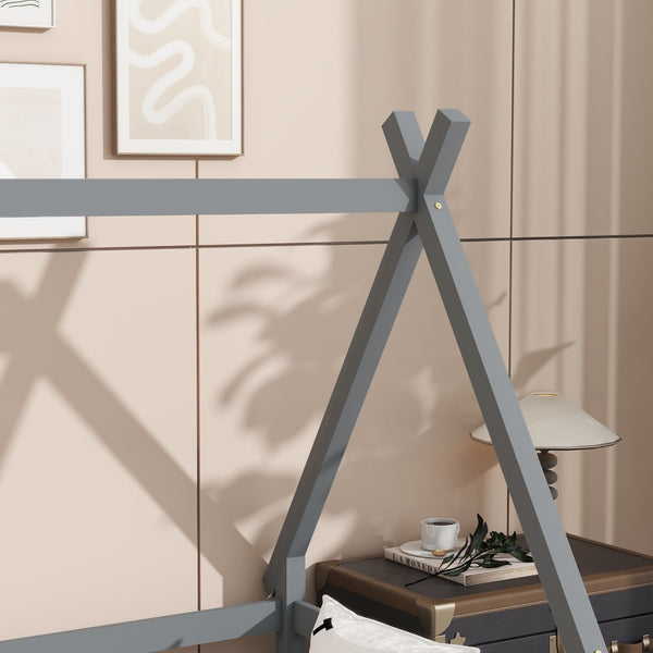 English Elm Twin Teepee Floor Bed With Guardrails And Slats - Cozy, Durable Design For Imaginative Kids' Rooms W504P345780-GIGA