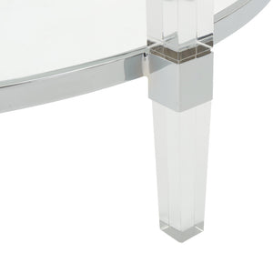 English Elm Christopher Knight Home® - ROUND Glass Tempered Coffee Table with Clear Iron & Acrylic Frame, 36" Round Minimalist Modern Style 61530.00