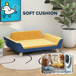 English Elm Dog Sofa Bed with Plush Foam Cushion Washable Cover Raised Frame for Small Pets T3971P407042