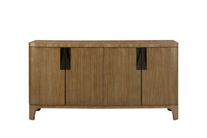 English Elm Server Eucalyptus Tan Solid Wood+MDF Sideboard with Adjustable Shelves, Cord Management, Arched Base B2699P396176
