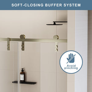 English Elm 56-60 in Semi-frameless Double Sliding Shower Door Clear Tempered Glass Matte Black W1920S00065