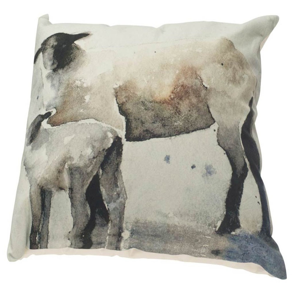 Mercana Clover Watercolor Lambs Decorative Pillow Cover for Rustic Farmhouse and Modern Interior Styles 56032