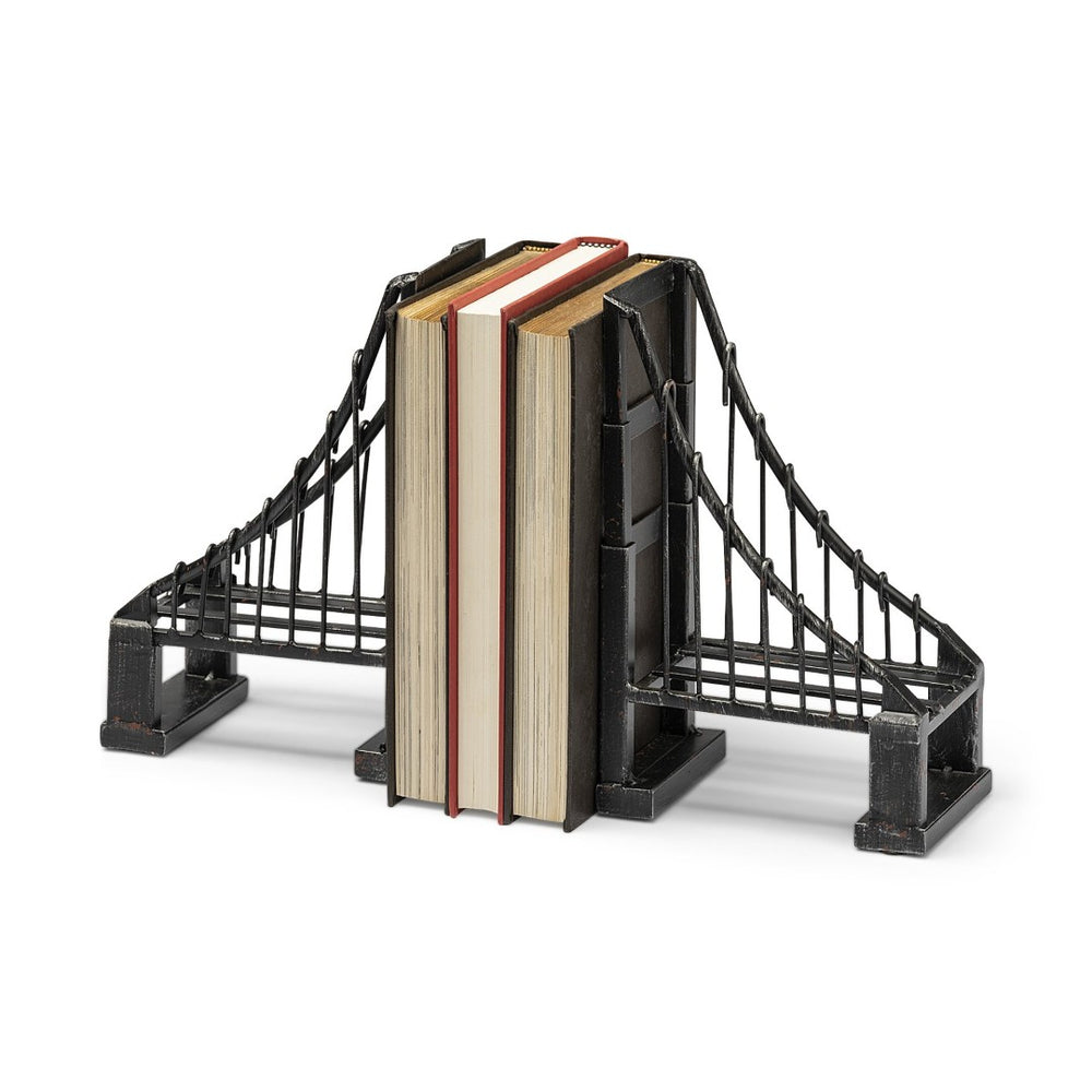 Mercana Suspension Bookends Set of 2 - Elegant Wrought Iron Bridge Design for Stylish Home or Office Decor 57157