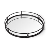 Mercana Kimbel 24L x 24W Black Metal Mirrored Base Round Tray 57237