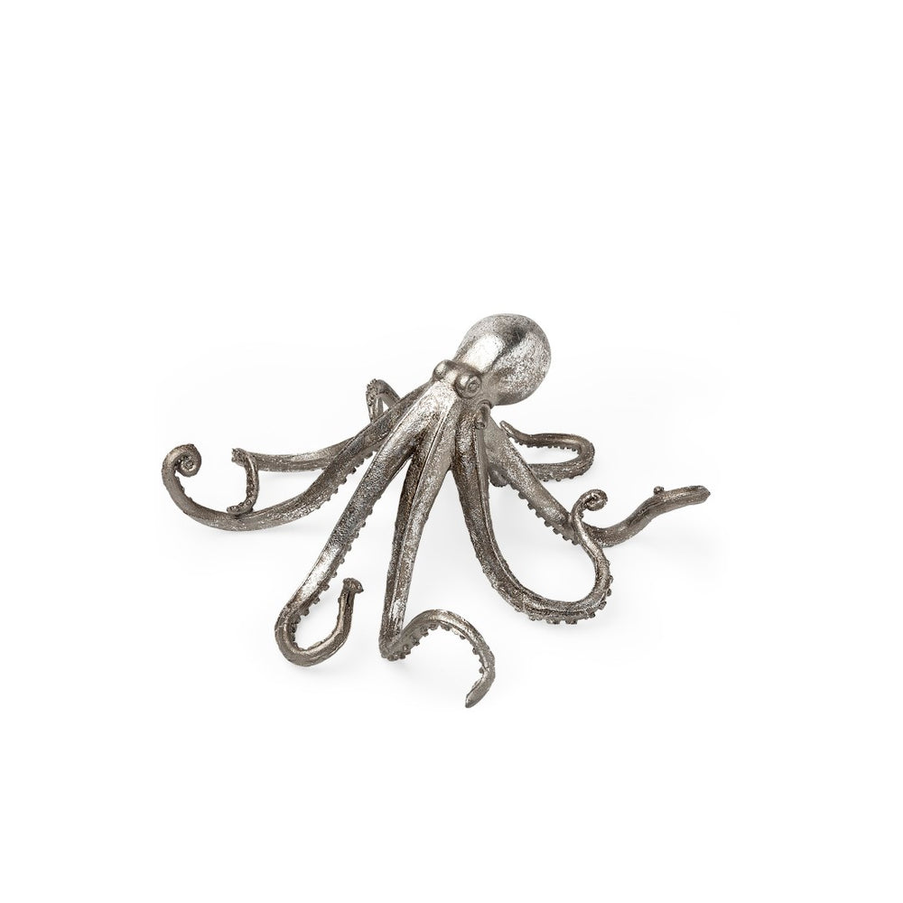 Mercana Strafford Coastal Decorative Octopus in Aged Silver-Pewter | Stylish Accent for Any Room Decor Silver Resin | 5H 57387