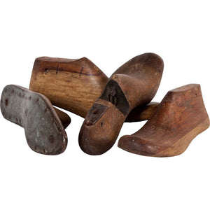 Mercana Wooden Shoe (Set of 4) 12L x 4W Brown Antique Wooden Cobbler Moulds 57465