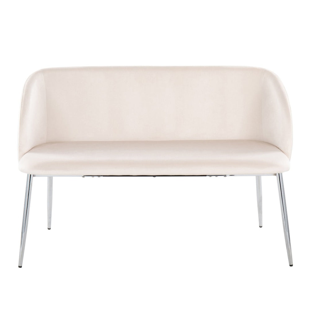 English Elm Bench Velvet Upholstered Glam Seating with Chrome Legs for Bedroom or Entryway B202P471366