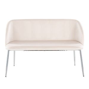 English Elm Bench Velvet Upholstered Glam Seating with Chrome Legs for Bedroom or Entryway B202P471366