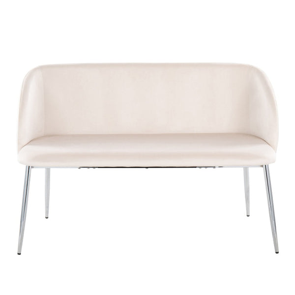 English Elm Bench Velvet Upholstered Glam Seating with Chrome Legs for Bedroom or Entryway B202P471366
