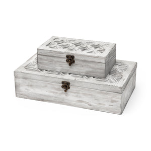 Mercana Floribundus (Set of 2) Off-White Decorative Boxes 57544