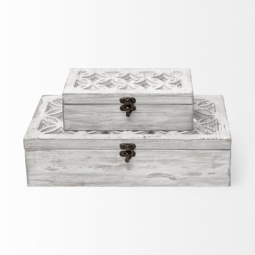 Mercana Floribundus Handcrafted Decorative Boxes with Mirror Inlay for Elegant Storage and Display Solutions 57544
