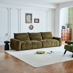 English Elm Premium Chenille High-back Sofa Solid Hardwood Frame Ergonomic Seat for Spacious Living Green W1765S00139
