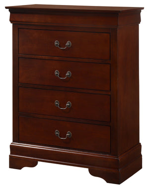 English Elm Louis Elegant 4-Drawer Chest with Carved Bases & English Dovetail Drawers, Tarnish-Resistant Hardware Cherry 22 L x 37 W x 47 H B078108154