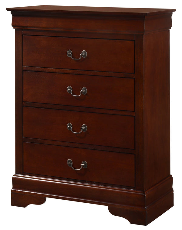 English Elm Louis Elegant 4-Drawer Chest with Carved Bases & English Dovetail Drawers, Tarnish-Resistant Hardware Cherry 22 L x 37 W x 47 H B078108154