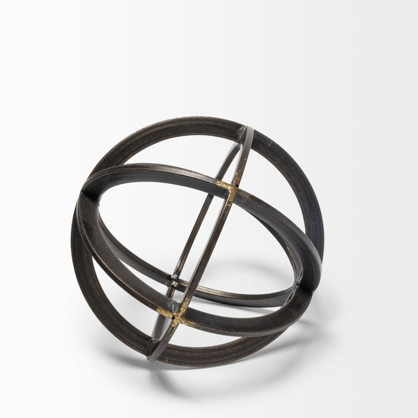 Mercana Galenna Decorative Orb - Small Antiqued Bronze Accent for Modern, Industrial, and Boho Decor Styles Black Metal | 8H 57673