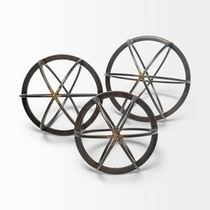 Mercana Galenna Decorative Orb - Small Antiqued Bronze Accent for Modern, Industrial, and Boho Decor Styles Black Metal | 9H 57674