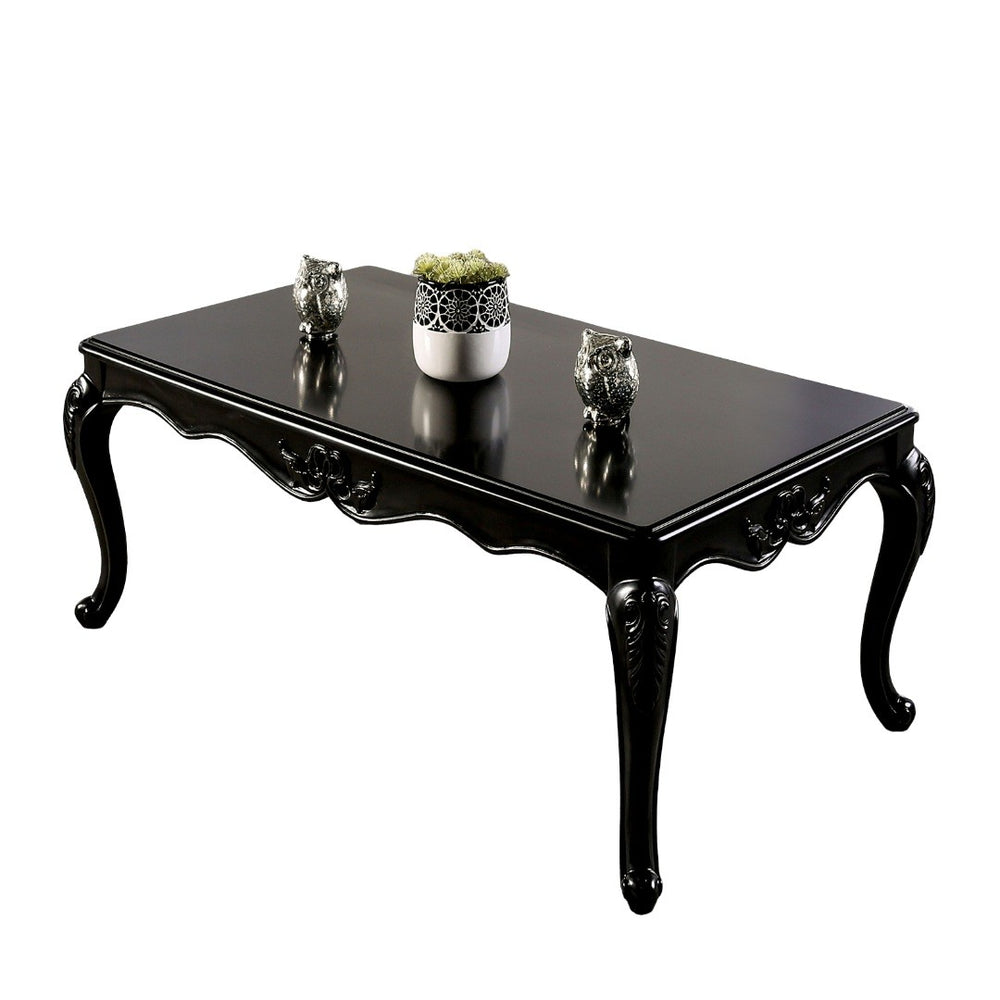 English Elm Traditional Rectangle Coffee Table - Elegant Carved Design, Curved Legs, Solid Wood, Espresso Finish B2741P361113-GIGA